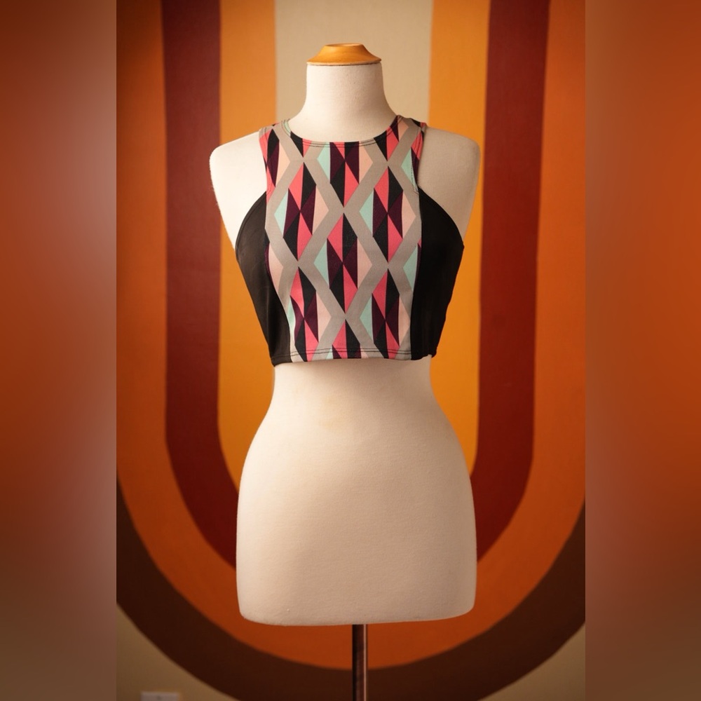 Charlotte Russe geometric triangle multicolor crop top